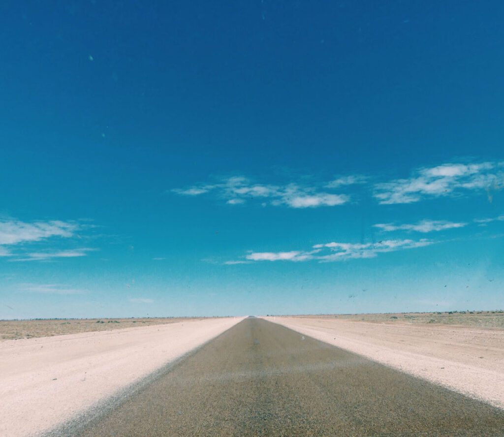 Queensland road outback blue sky