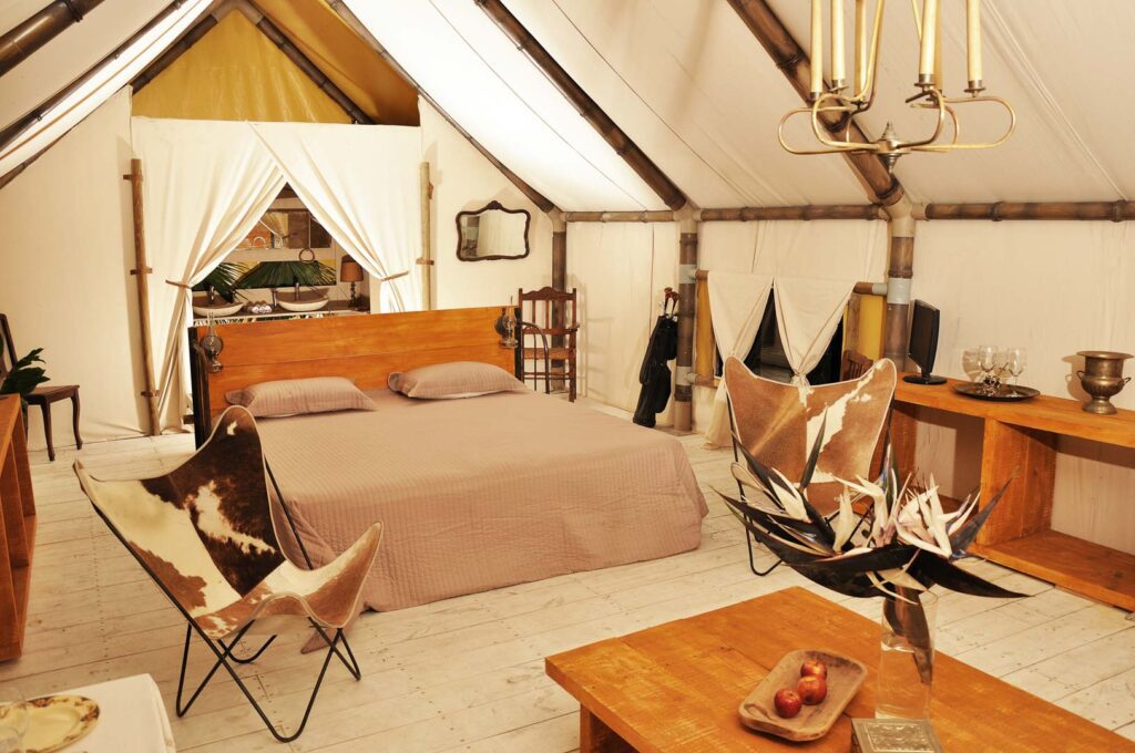 luxury Glamping tent interior Byron Bay Australia NSW